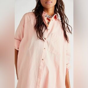 Free People The Daily Shirt: Pink Button Down Shirt